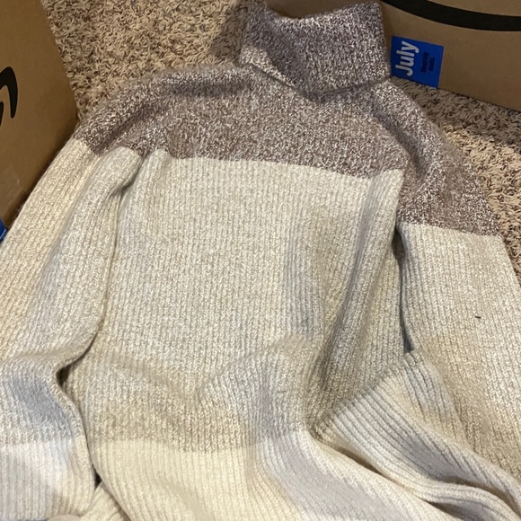 Steve Madden Cream and Brown Turtleneck Sweater - Picture 1 of 4